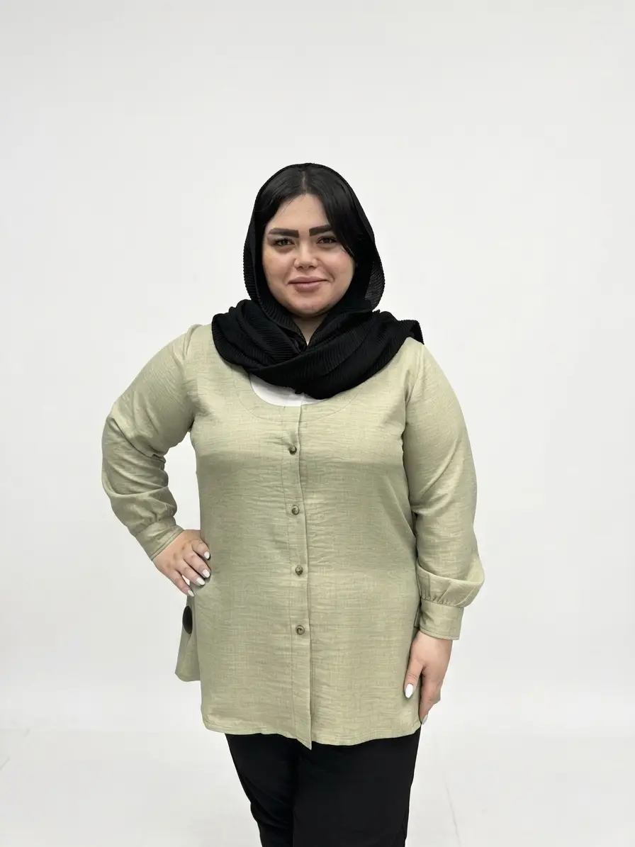 شومیز یقه مردانه گل ریز سایز بزرگ زنانه